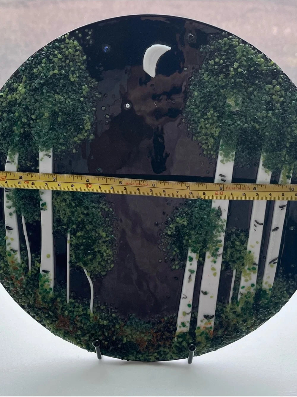Handcrafted Infused Glass Forest Art Plate Glass 11” D